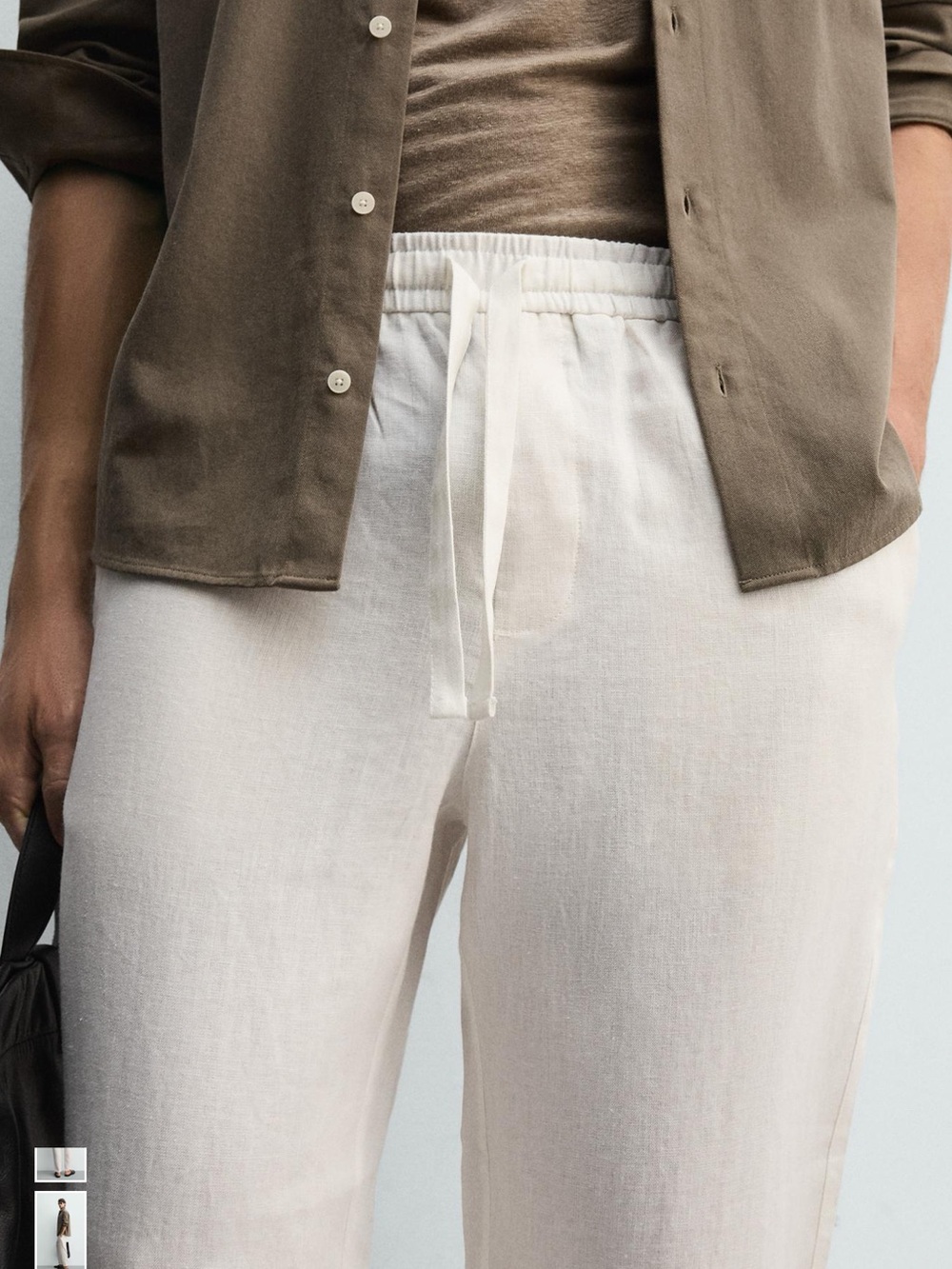 Zara Beige Linen relaxed fit pants - Picture 2 of 13